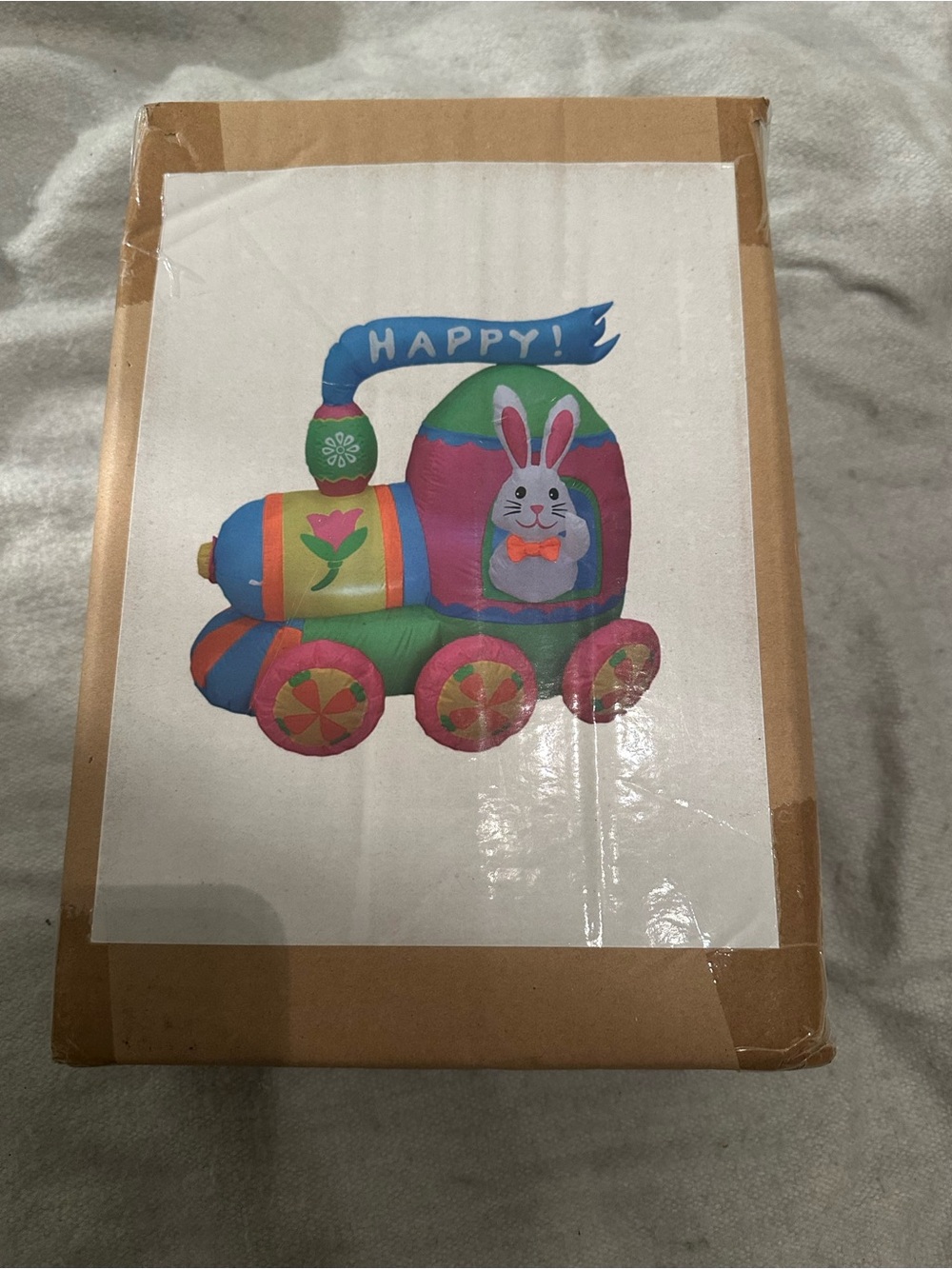 Inflatable Bunny Driving Train Easter Yard Decor 120cm New In Box